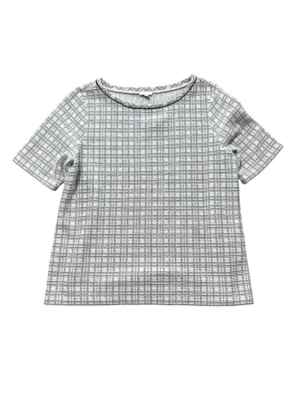 Talbots Womens Sz XL Black & White Plaid Short-Sleeve Top